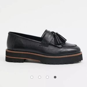 Wide Fit Black leather ASOS Loafers